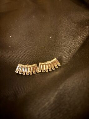 Touchstone Crystal Gold Baguette Ear Climbers